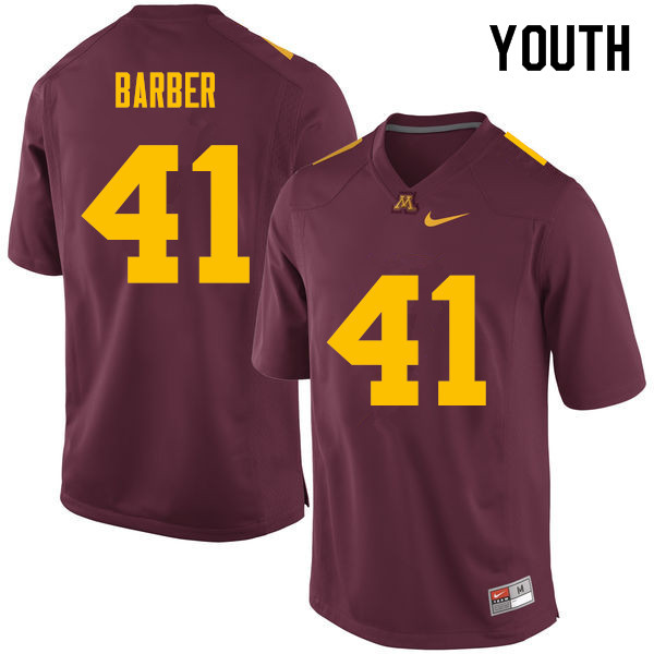 Youth #41 Thomas Barber Minnesota Golden Gophers College Football Jerseys Sale-Maroon - Click Image to Close